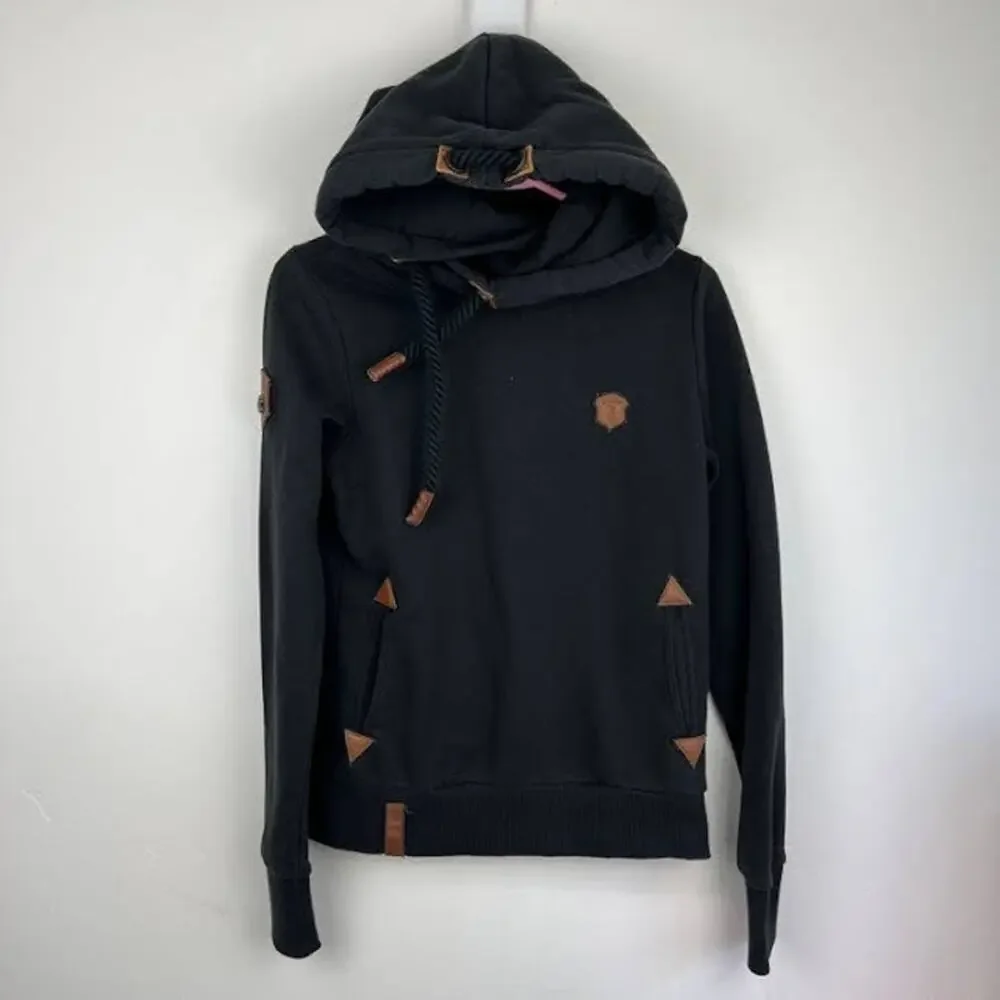 Naketano Black Athletic high neck hoodie pull over sweatshirt size small
